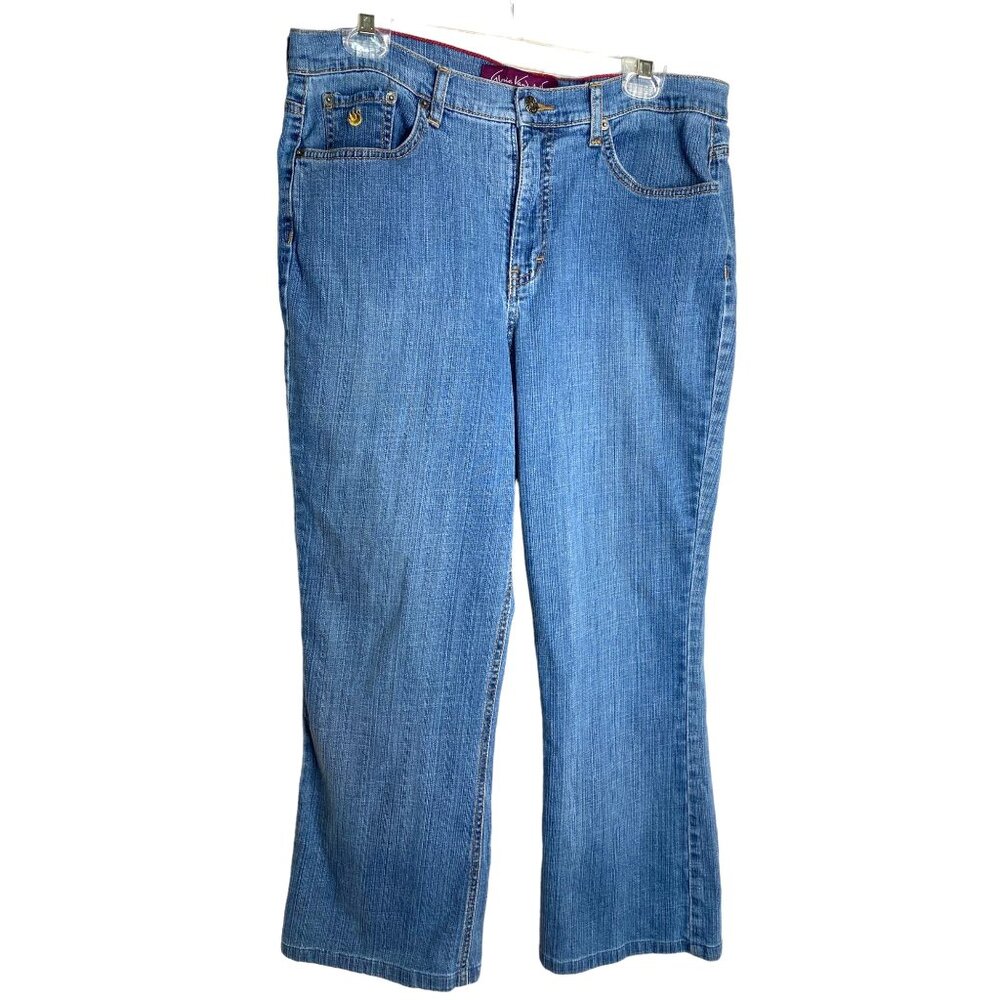 Gloria Vanderbilt Womens Blue 5-Pocket Straight Leg Jean Size 14 Boho Western Y2